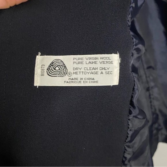 Rue Grenelle Women's Vintage Navy Double Breasted Wool Coat - Picture 6 of 9